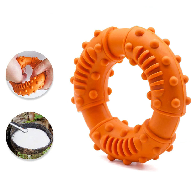 Toughest Natural Rubber Texture Nub Donut Dog Toys