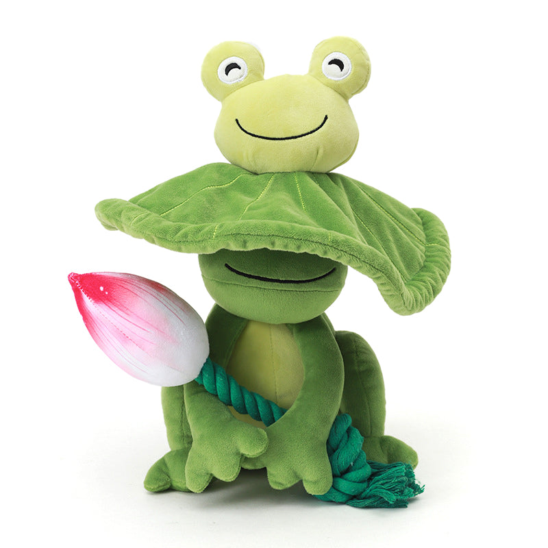 Squeaky Green Frog Plush Dog Toys