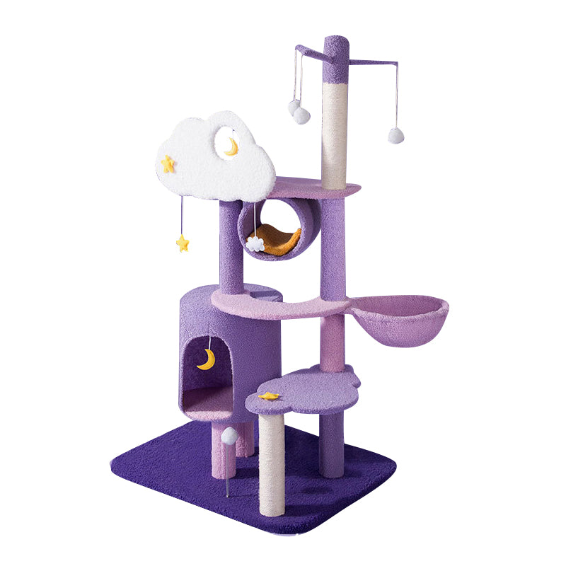 Star moon and cloud purple cat tree