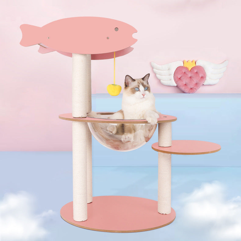 Colorful cat climbing frame with capsule