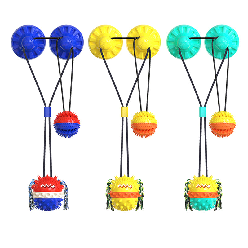 Double suction cup pulling rope ball