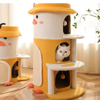 Yellow duck barrel-shaped cat condo