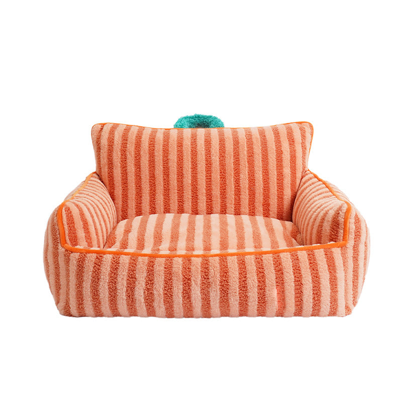 Stripe soft short plush pet lounge