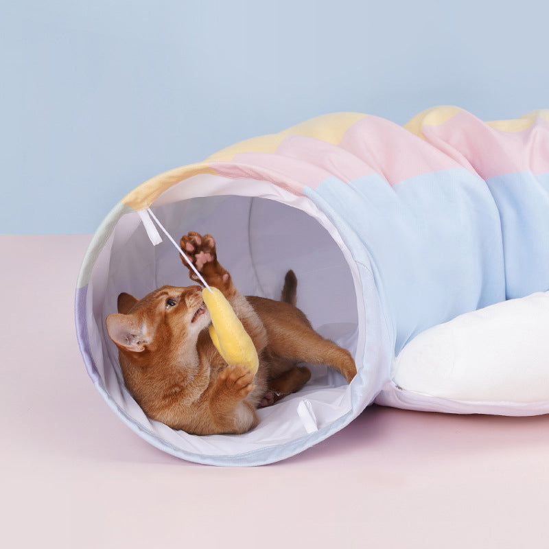 Rainbow cat tunnel with soft mat