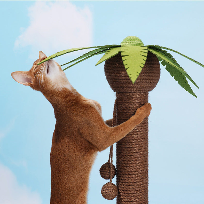 Coconut tree cat scratch stand