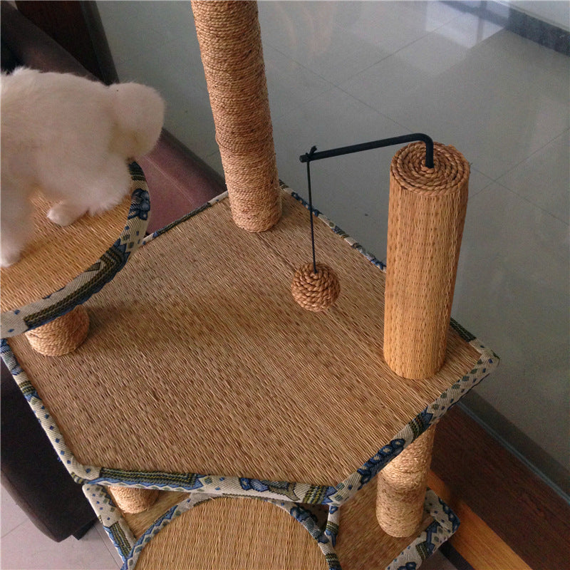 Sea grass rope jacquard cat tree with soft mat