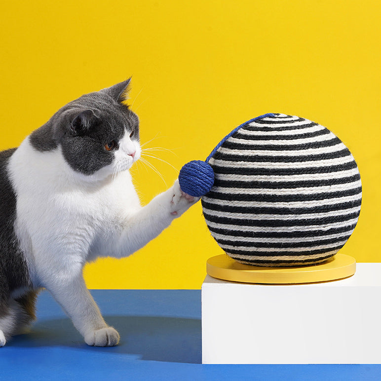 Memphis colorful stripe cat scratching ball