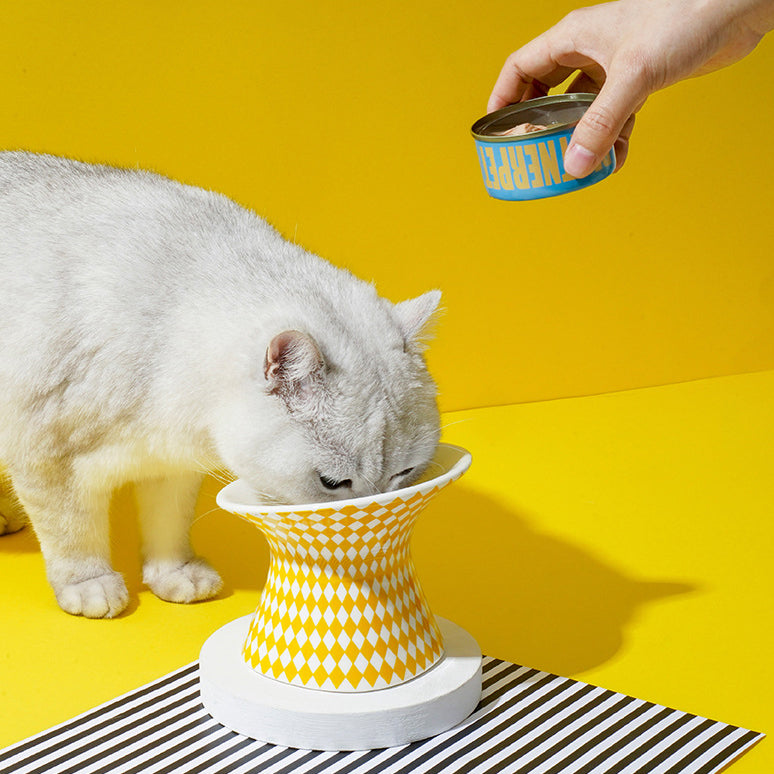 Popart ceramics tilted elevated cat bowls