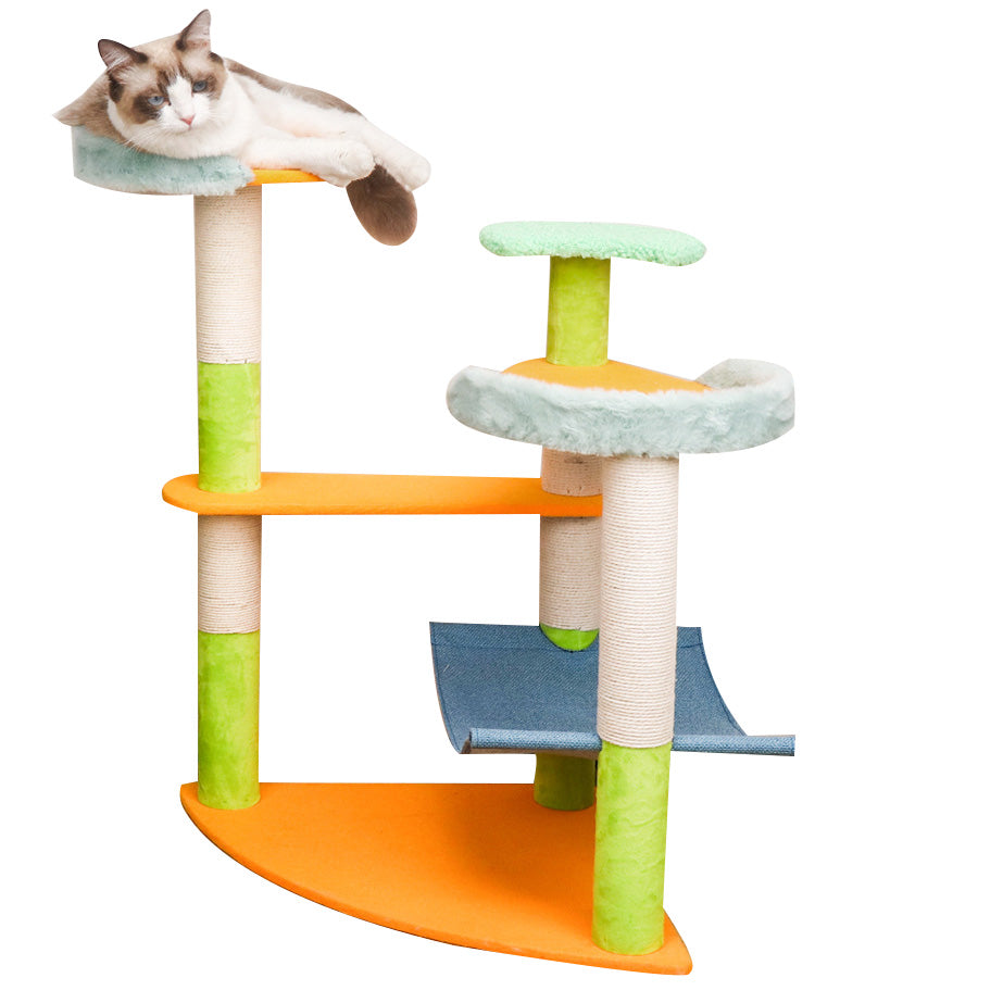 Multi-function colorful cat climbing frame