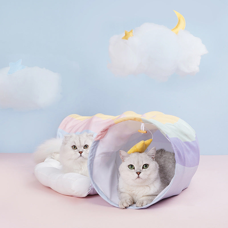 Rainbow cat tunnel with soft mat