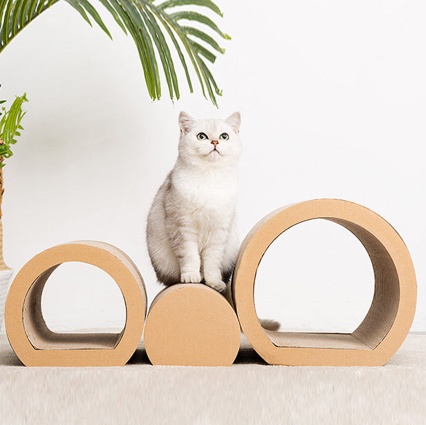 Corrugated paper tunnel cat scratching stand