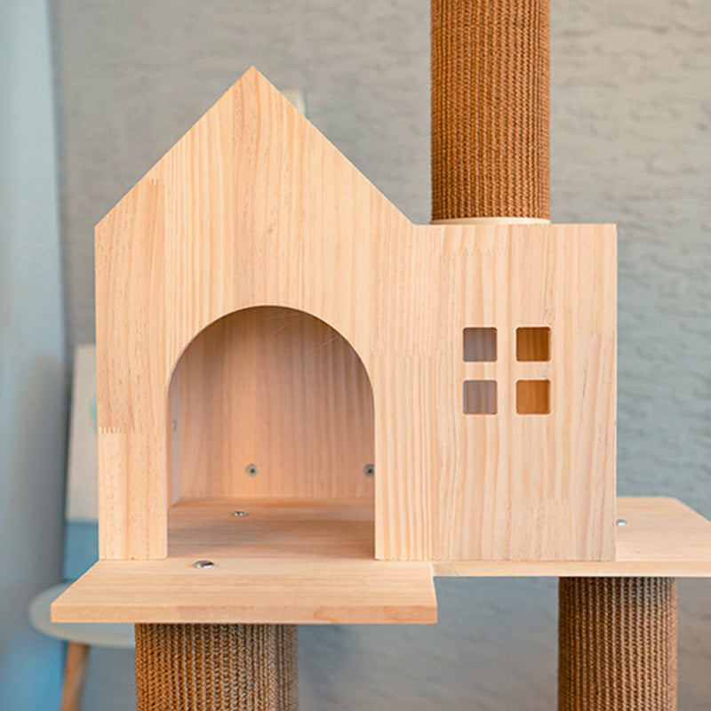 New update pine wood cat climbing frame with house