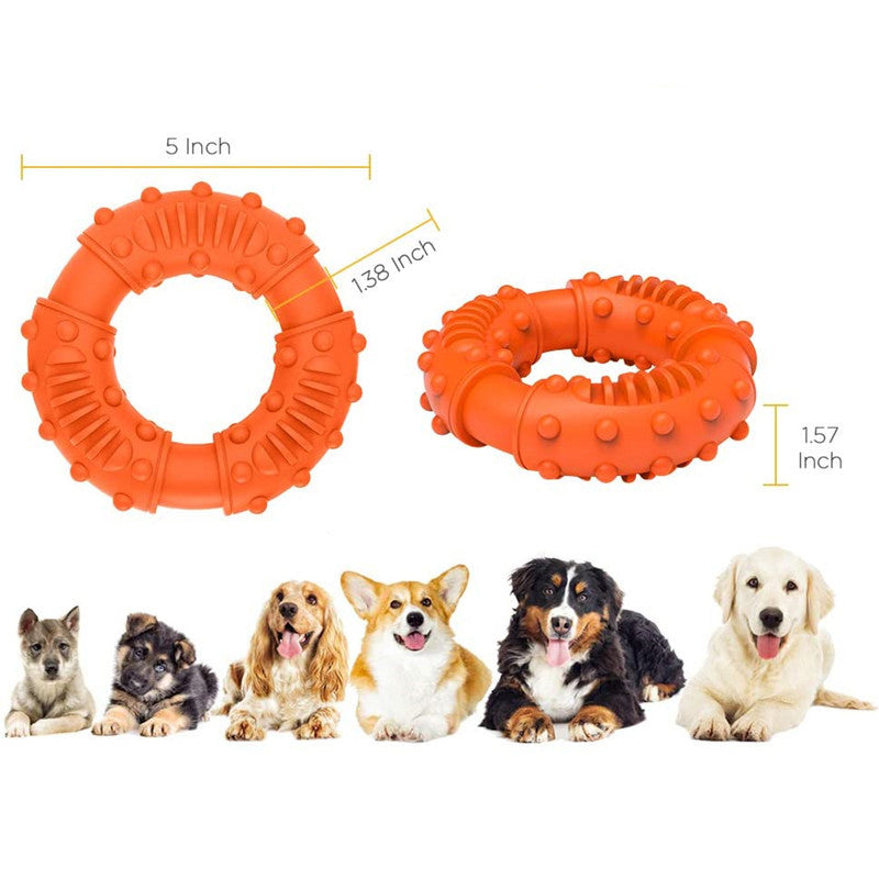 Toughest Natural Rubber Texture Nub Donut Dog Toys