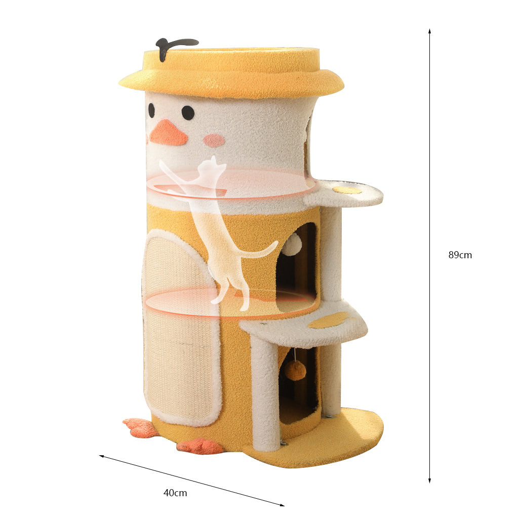 Yellow duck barrel-shaped cat condo