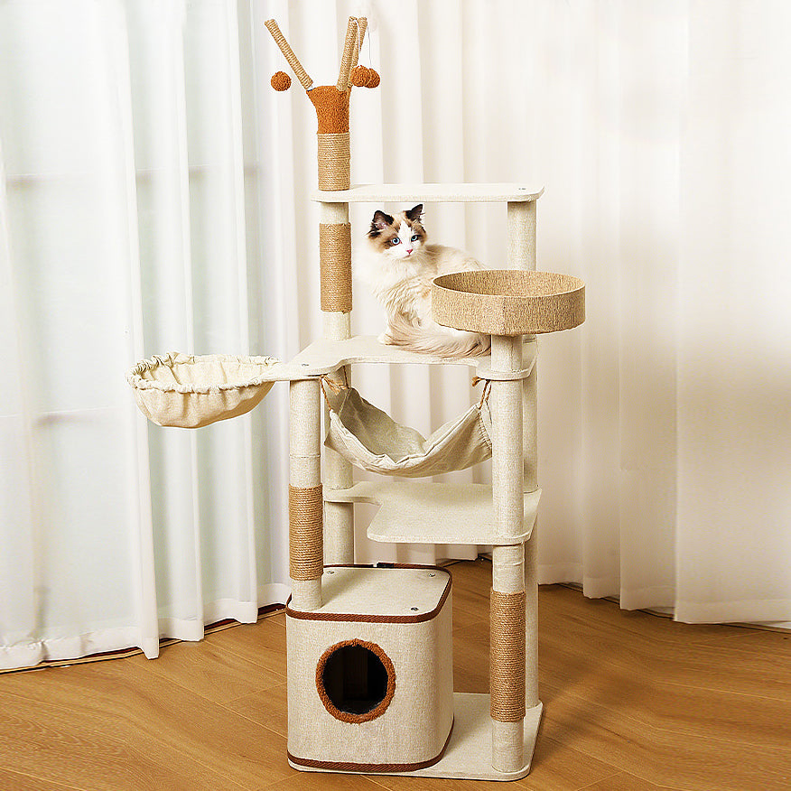 Non-stick cat tree with condo