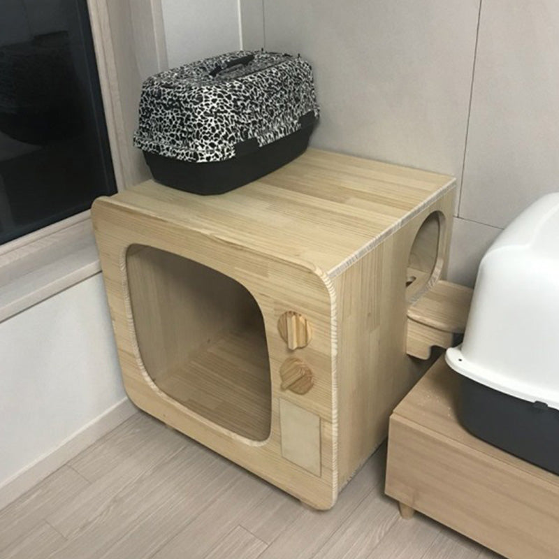 TV shape enclosed wood odor-proof cat toilet