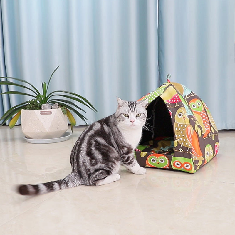 Colorful canvas cat tent bed