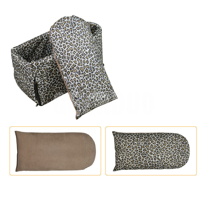 Pet car seat with leopard print central control