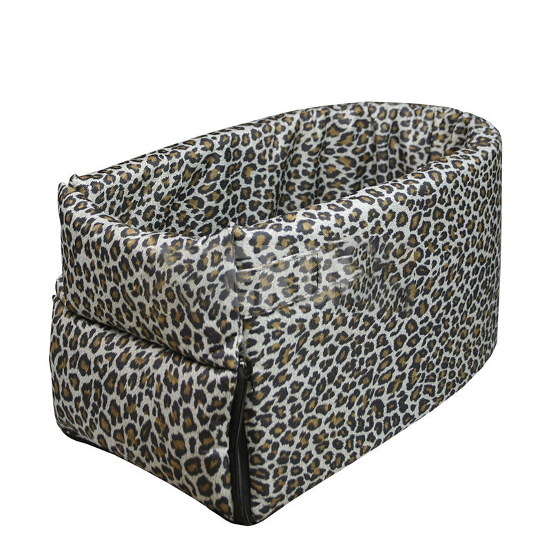 Pet car seat with leopard print central control