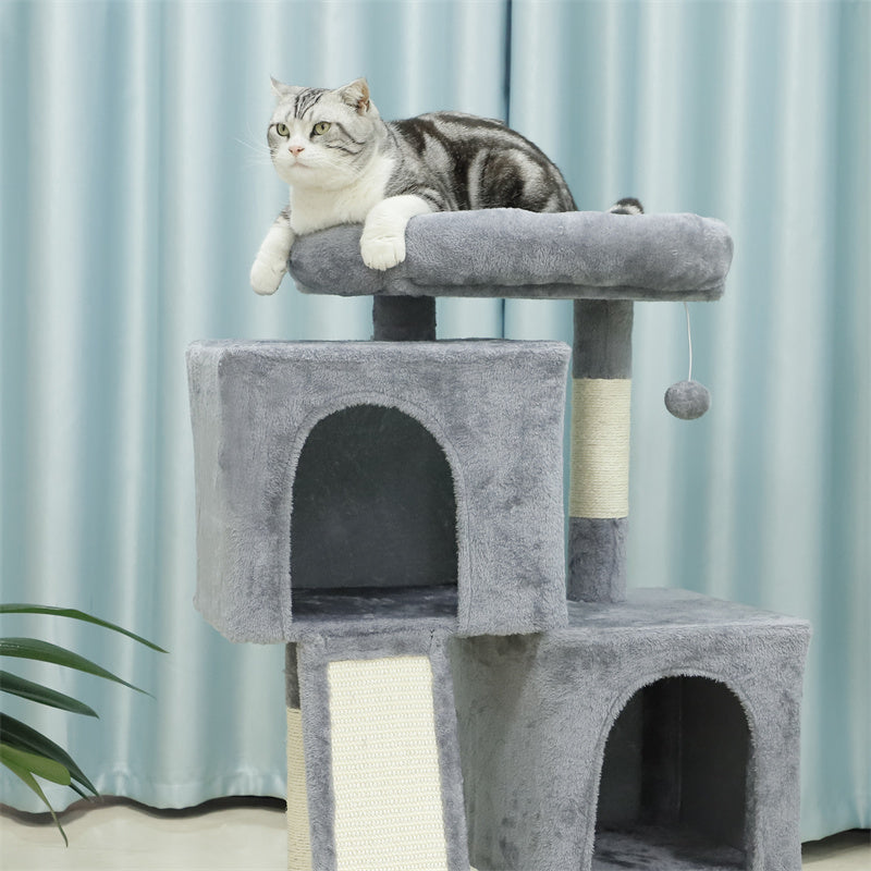 34 inches Faux Fur Cat Tree with 2 Condos