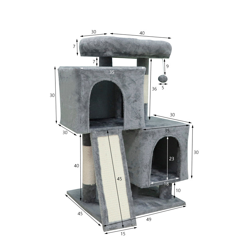 34 inches Faux Fur Cat Tree with 2 Condos