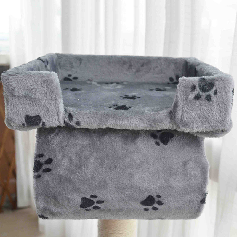 56-inch paw print faux fur cat tree