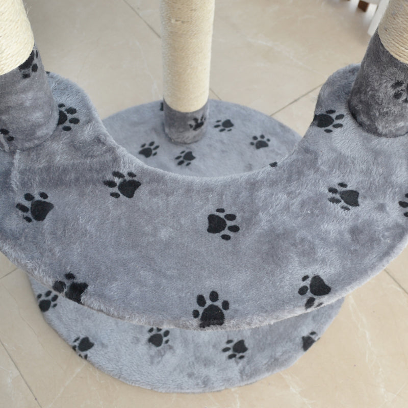 66-inch Paw Print Round Three Pillars Cat Tree