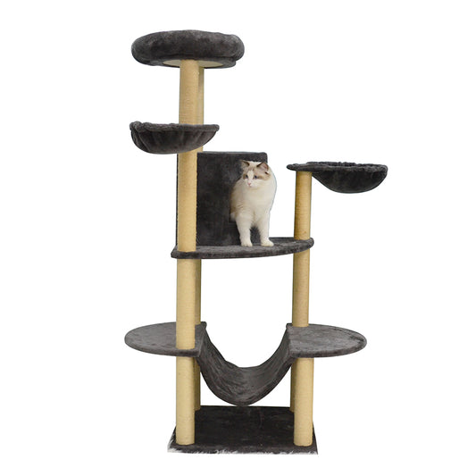 62 inches faux fur cat tree with hammock