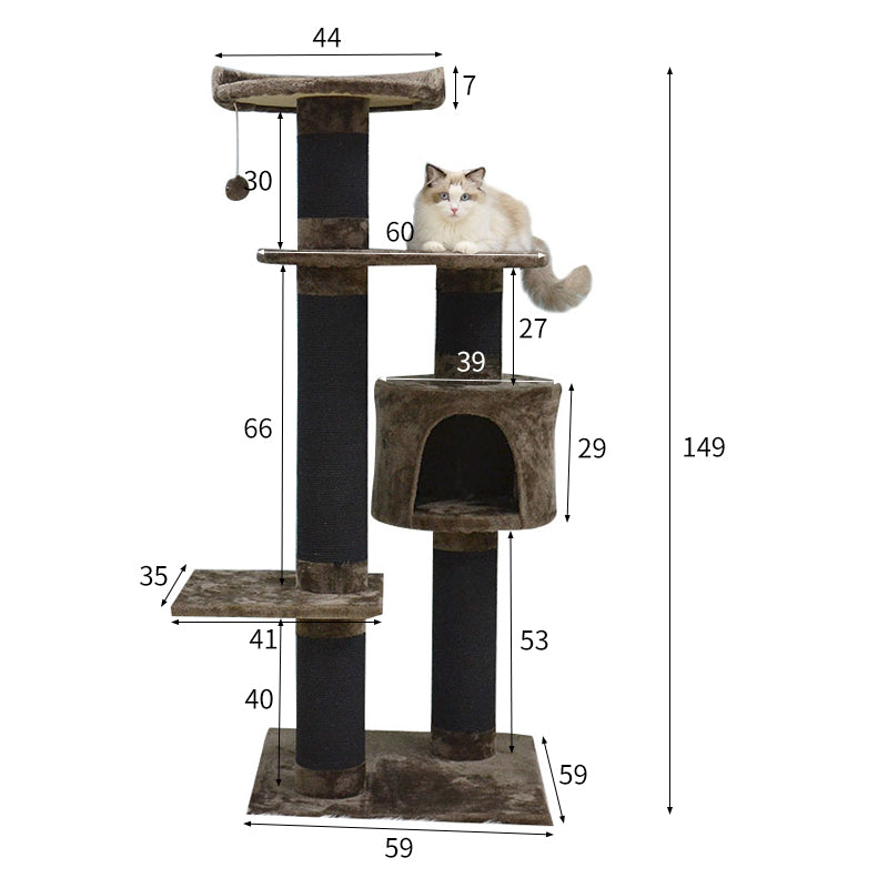 59 inches faux fur cat tree with thick scratching post