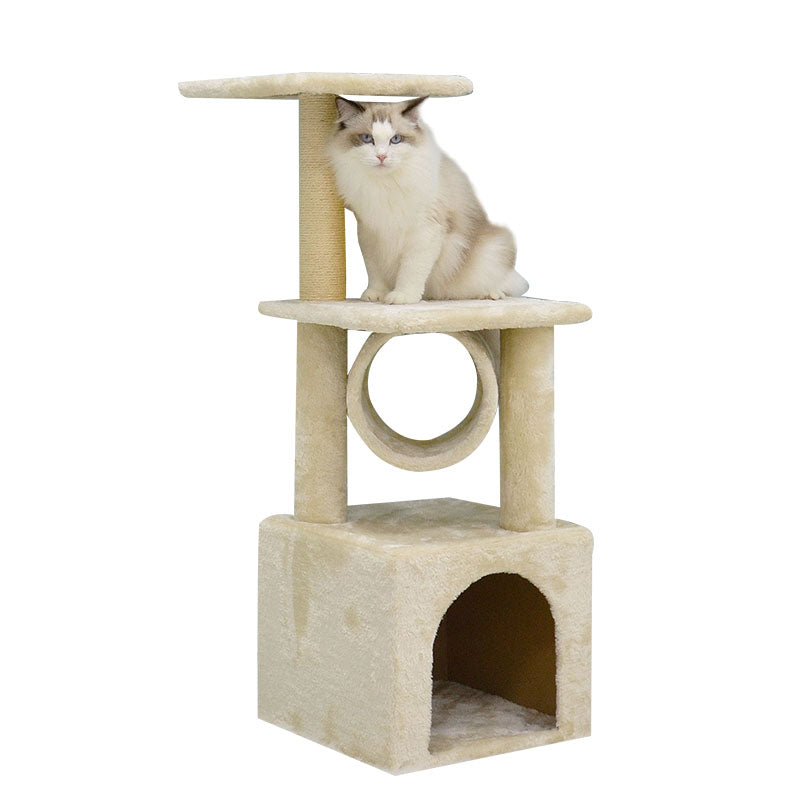 37 inches  Plush Cat Tree With Tunnel