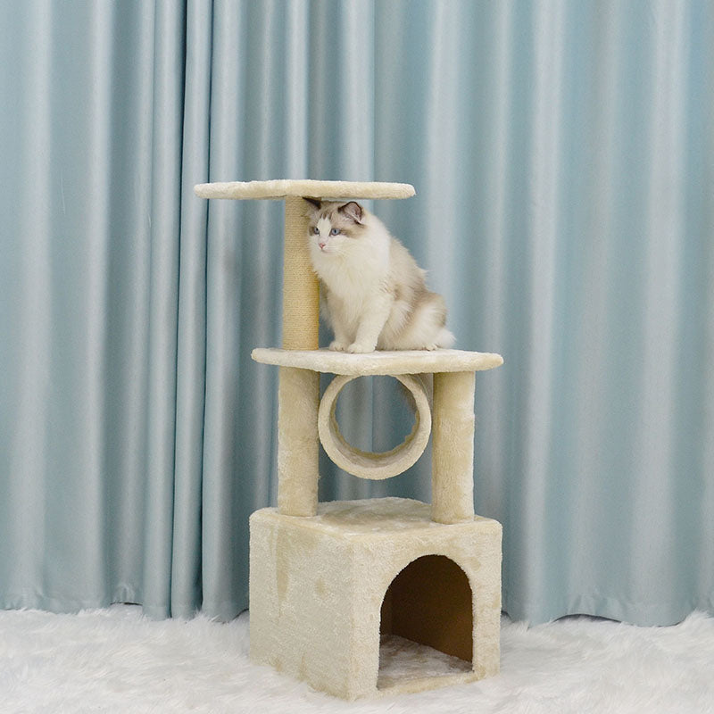 37 inches  Plush Cat Tree With Tunnel