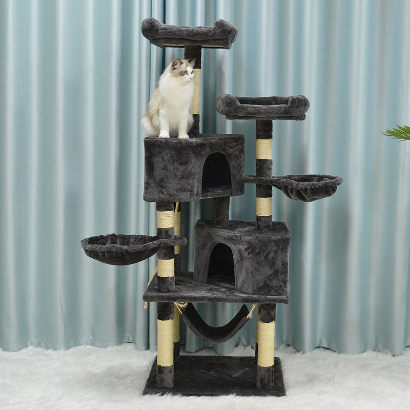 63 inches faux fur cat tree with polygon condo