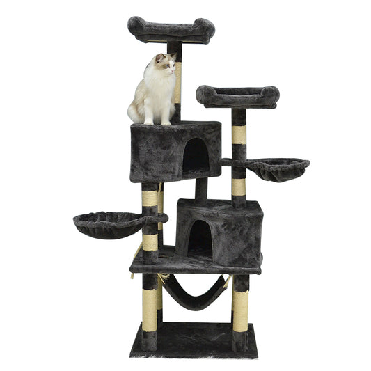 63 inches faux fur cat tree with polygon condo