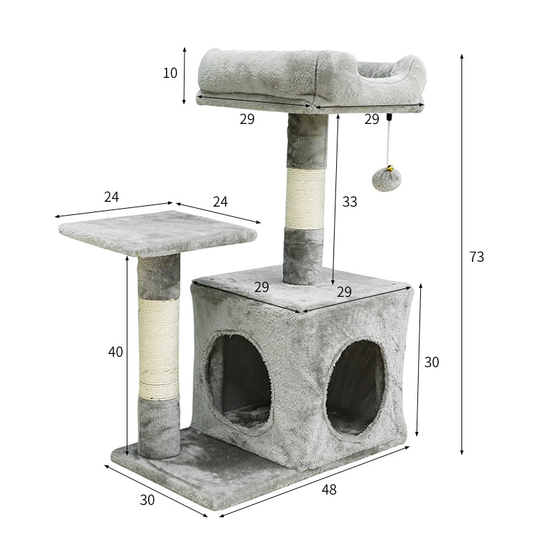 29 inches plush cat tree with two-door condo