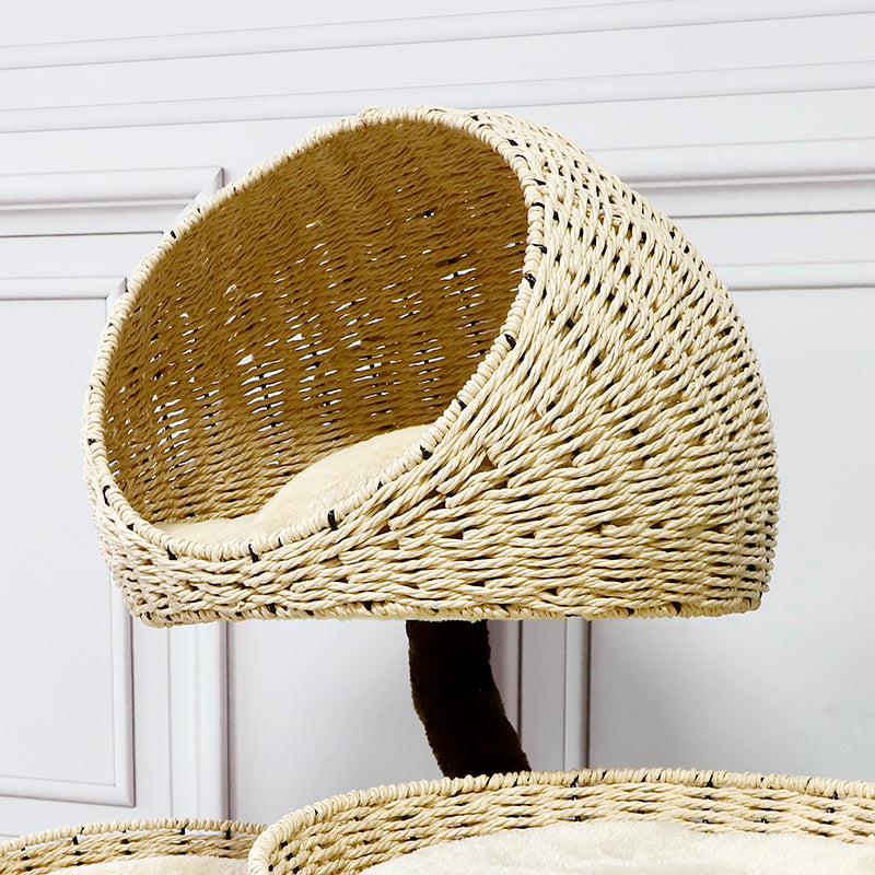 Handmade Rattan Cat Tower with Unique Styling