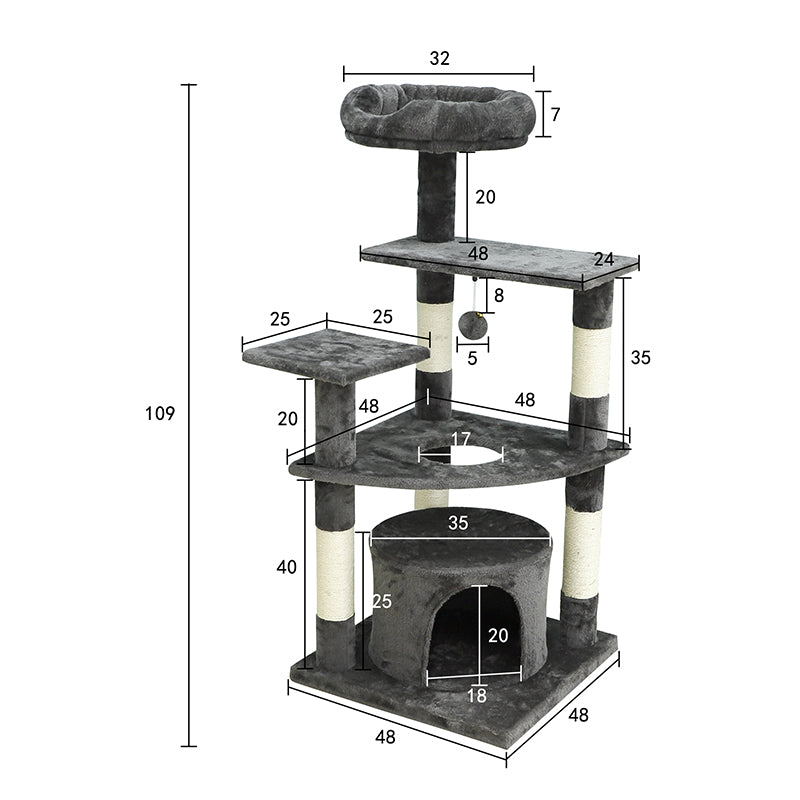 43in Cat Tree Tower for Indoor Cats