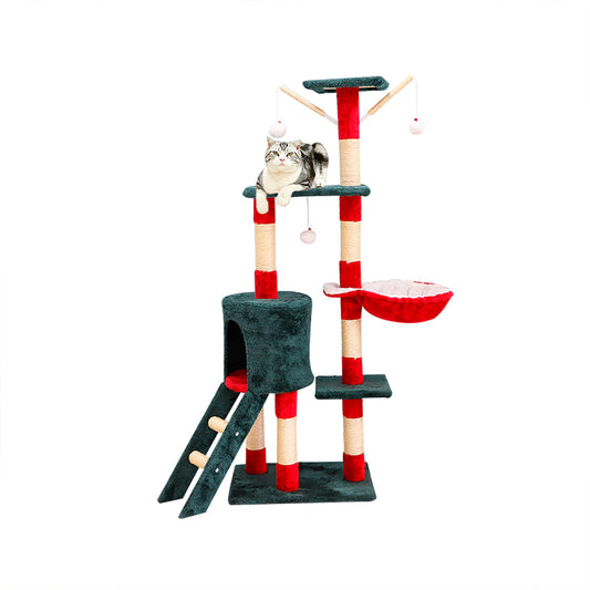 55" multi-level cat tree with ladder and condo