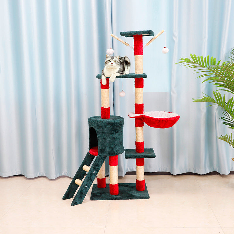 55" multi-level cat tree with ladder and condo