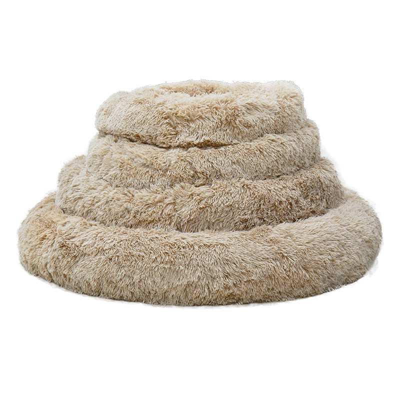 Donut beige plush dog bed