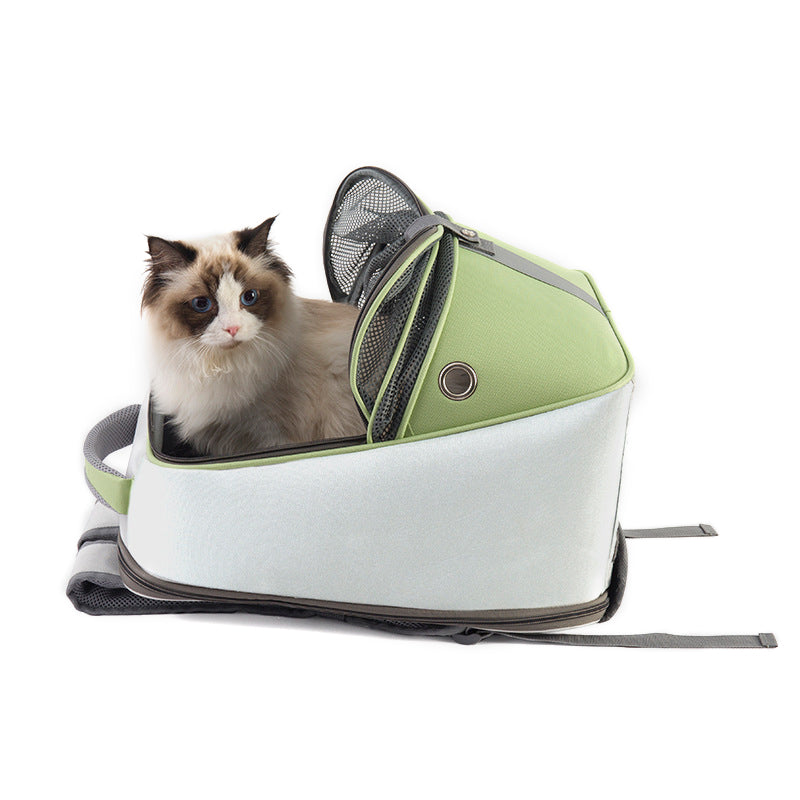 Color blocking portable pet travel backpack