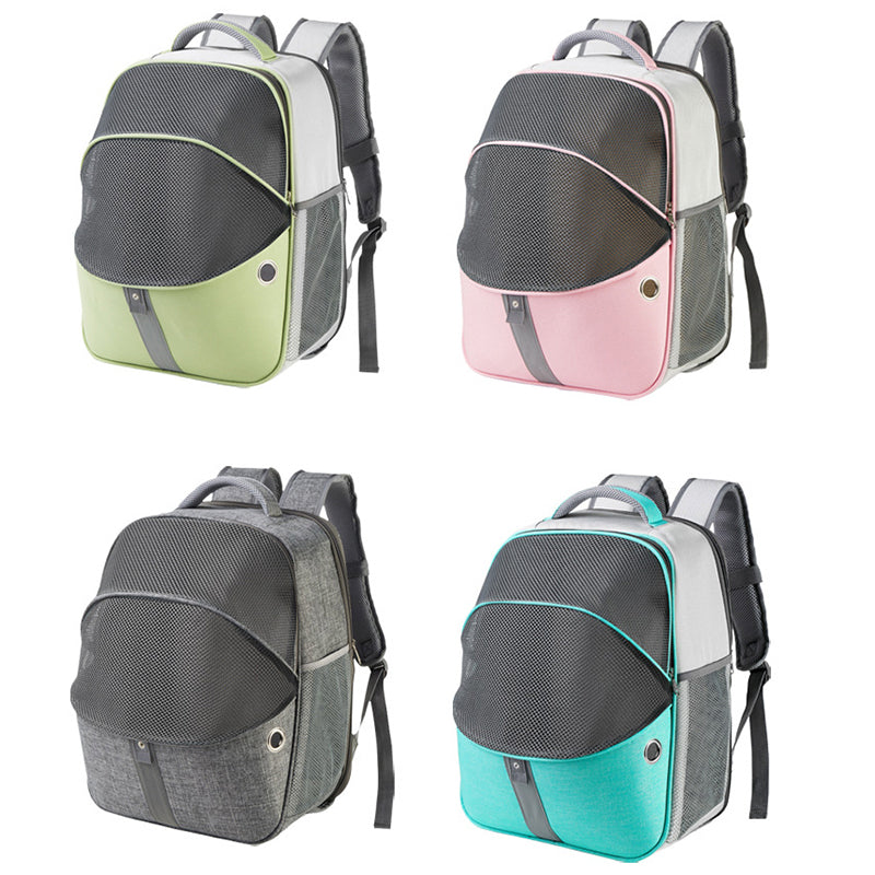 Color blocking portable pet travel backpack