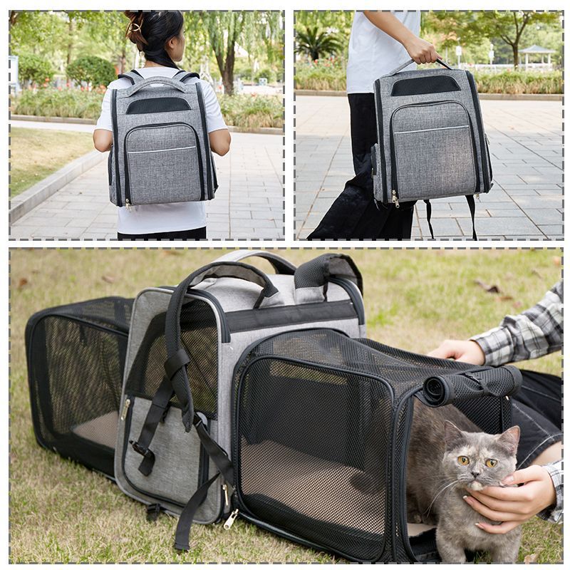 Expandable mesh breathable foldable pet travel bag