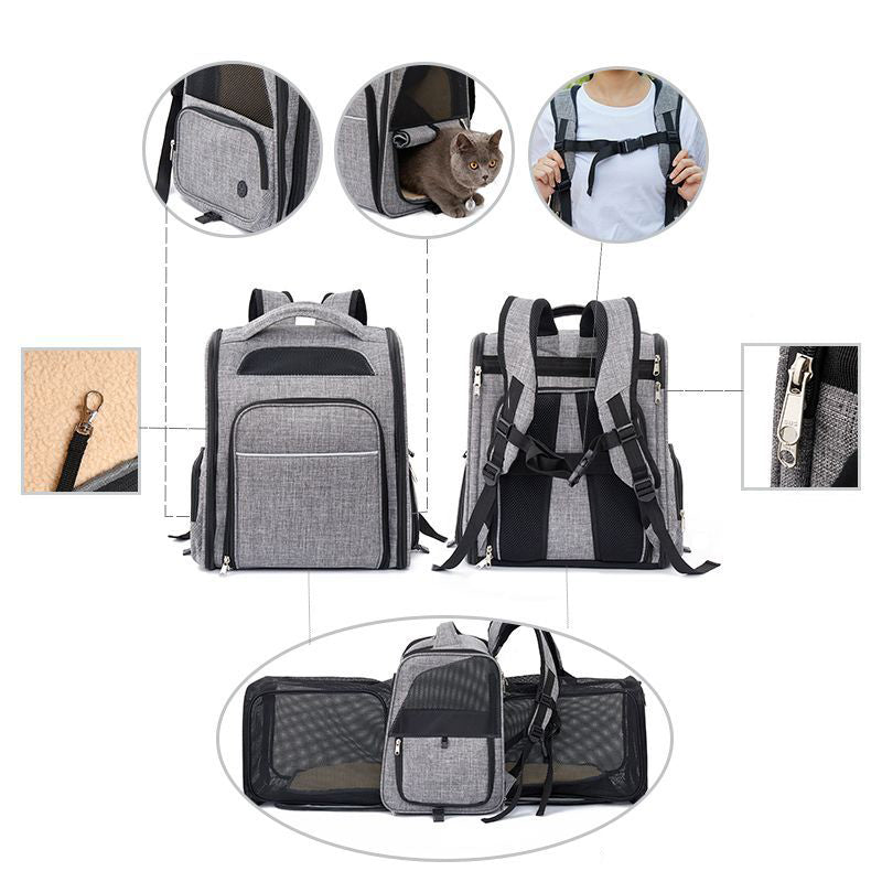 Expandable mesh breathable foldable pet travel bag