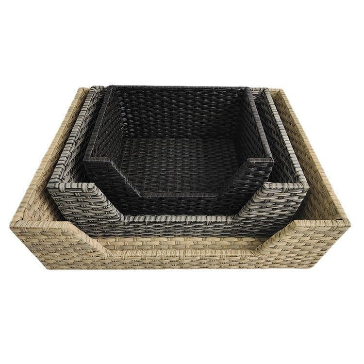 rattan-weaved pet bed