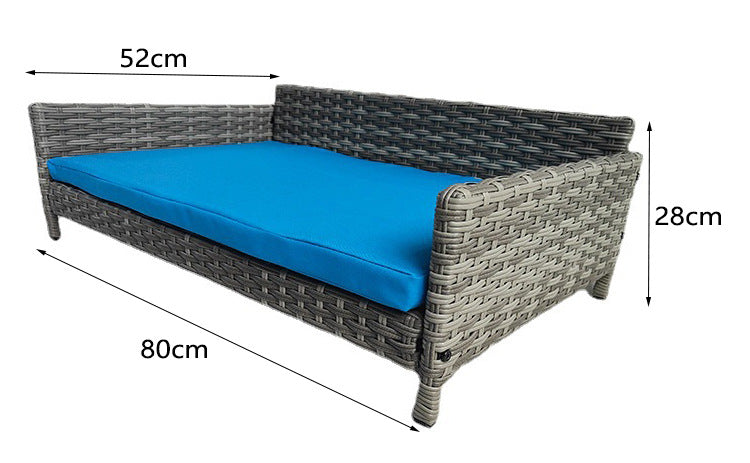 rattan-weaved Rectangle pet bed with pp cotton mat