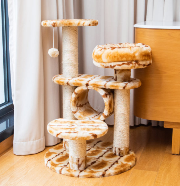 Medium thick column cat tree with tunnel and tower