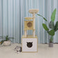 54 inch solid wood cat tree with cat head condo